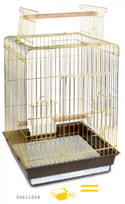 Клетка для птиц (47,5х47,5х86см) с выходом, цвет золотой